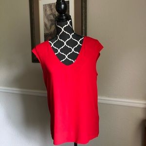 J. Crew Cap Sleeve Shirttail Top in Red